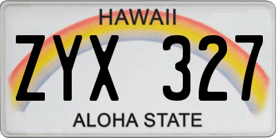 HI license plate ZYX327