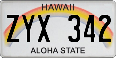 HI license plate ZYX342
