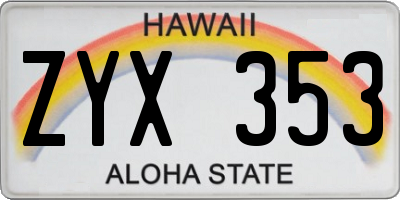 HI license plate ZYX353