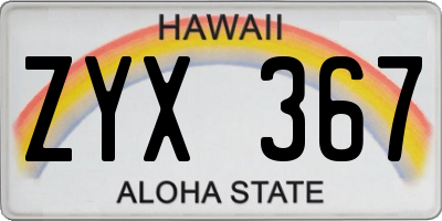 HI license plate ZYX367