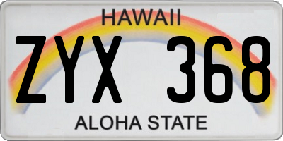 HI license plate ZYX368