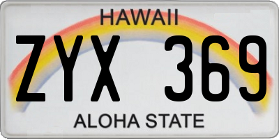 HI license plate ZYX369