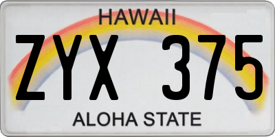 HI license plate ZYX375