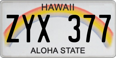 HI license plate ZYX377