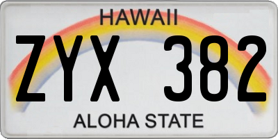 HI license plate ZYX382