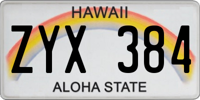 HI license plate ZYX384