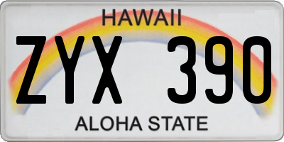 HI license plate ZYX390