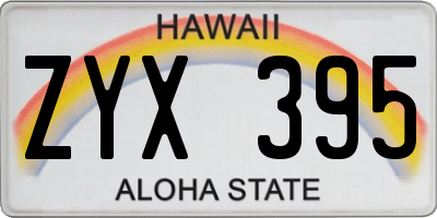 HI license plate ZYX395