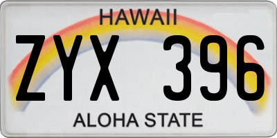 HI license plate ZYX396