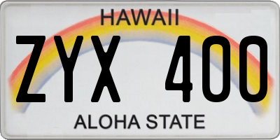 HI license plate ZYX400