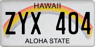 HI license plate ZYX404