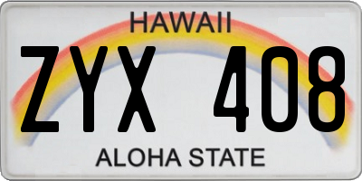 HI license plate ZYX408