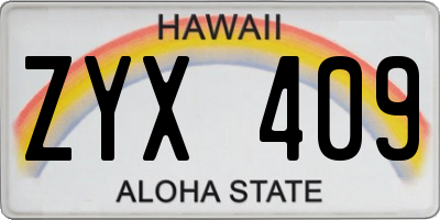 HI license plate ZYX409