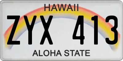 HI license plate ZYX413