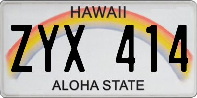 HI license plate ZYX414