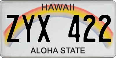HI license plate ZYX422
