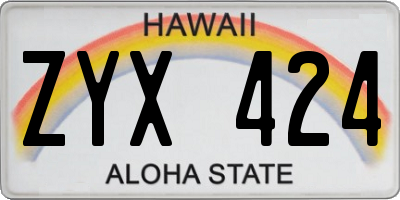 HI license plate ZYX424
