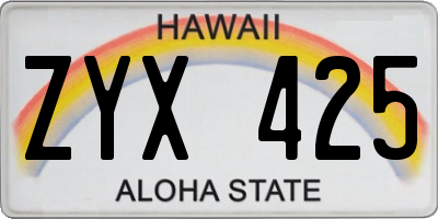 HI license plate ZYX425