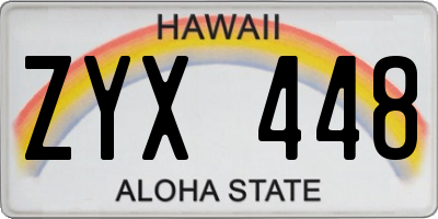 HI license plate ZYX448