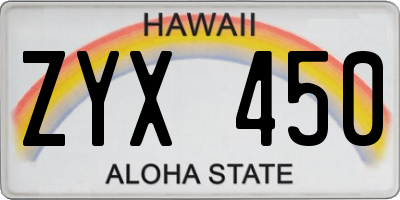 HI license plate ZYX450
