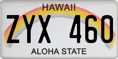 HI license plate ZYX460