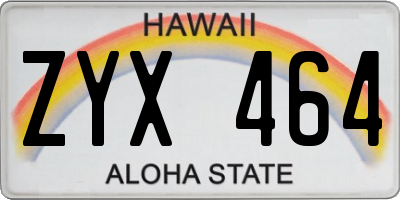 HI license plate ZYX464