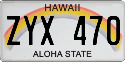 HI license plate ZYX470
