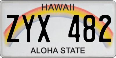 HI license plate ZYX482