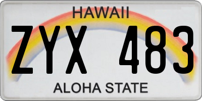 HI license plate ZYX483