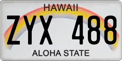 HI license plate ZYX488