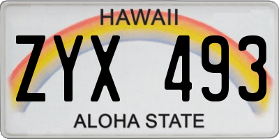 HI license plate ZYX493