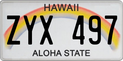 HI license plate ZYX497