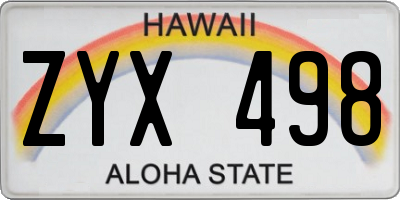 HI license plate ZYX498