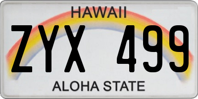 HI license plate ZYX499