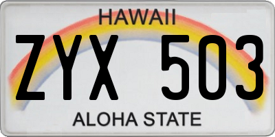 HI license plate ZYX503