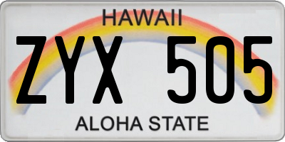 HI license plate ZYX505