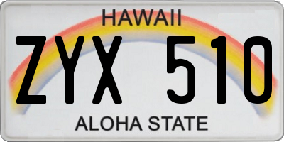HI license plate ZYX510