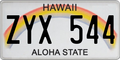 HI license plate ZYX544