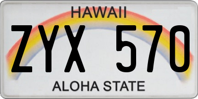 HI license plate ZYX570