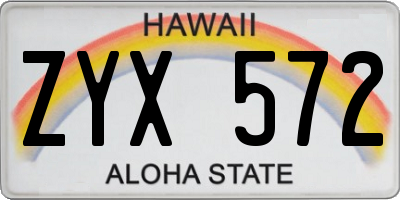 HI license plate ZYX572