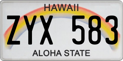 HI license plate ZYX583