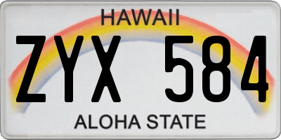 HI license plate ZYX584