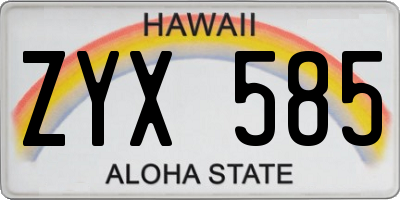 HI license plate ZYX585