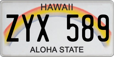 HI license plate ZYX589