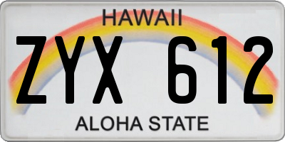 HI license plate ZYX612