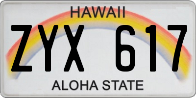 HI license plate ZYX617