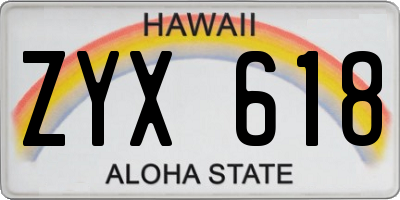HI license plate ZYX618