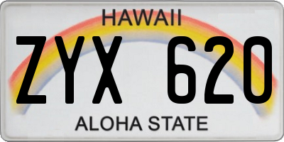 HI license plate ZYX620