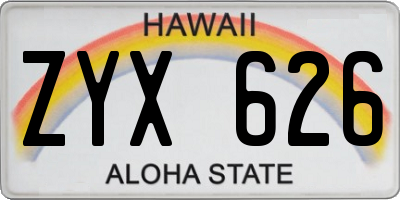 HI license plate ZYX626