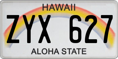HI license plate ZYX627
